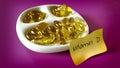 Tray with Many Vitamin D Supplement Capsules Royalty Free Stock Photo