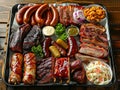 A tray of meats and condiments Royalty Free Stock Photo