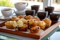 a tray of muffins and scones, daintily arranged for morning tea Royalty Free Stock Photo