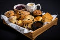 a tray of muffins and scones, daintily arranged for morning tea Royalty Free Stock Photo