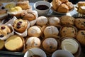 a tray of muffins and scones, daintily arranged for morning tea Royalty Free Stock Photo