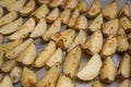 A tray of Oven Baked Fried Sweet Homemade Potato Chips closeup isolated Food Royalty Free Stock Photo