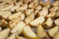 A tray of Oven Baked Fried Sweet Homemade Potato Chips closeup isolated Food Royalty Free Stock Photo