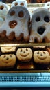 Biscuit tray shaped like ghosts ready for Halloween Royalty Free Stock Photo