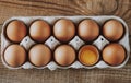 Tray of raw chicken eggs Royalty Free Stock Photo