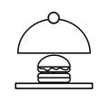 Tray server with burger isolated icon