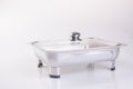 tray or stainless steel buffet tray on background. Royalty Free Stock Photo