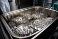 a tray of surgical instruments being sterilized in an autoclave