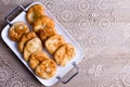 Tray of traditional fried Turkish pisi halka