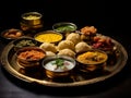 tray with typical Indian dishes