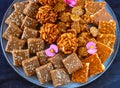 Indian sweets - Tray full of winter Diwali sweets chikki Royalty Free Stock Photo