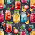 A tray of vibrant mocktails served in mason jars with colorful straws3