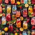 A tray of vibrant mocktails served in mason jars with colorful straws2