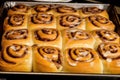 tray of warm, gooey and delicious cinnamon rolls, ready to be devoured