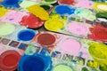 Tray of watercolour for children to learn painting