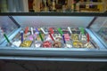 Trays of icecream in the italian ice cream shop