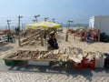 Typical of the town of NazarÃ©. Fish seller in activity