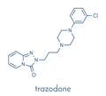 Trazodone antidepressant, hypnotic and anxiolytic drug molecule. Skeletal formula. Royalty Free Stock Photo