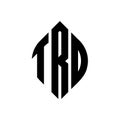 TRD circle letter logo design with circle and ellipse shape. TRD ellipse letters with typographic style. The three initials form a