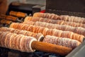 Trdelnik bakery on the street market in Prague Royalty Free Stock Photo