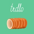 Trdelnik - traditional european spit cake trdlo, kurtoskalacs, baumkuchen. Vector hand drawn illustration. Royalty Free Stock Photo