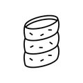 Trdlo. Linear icon of traditional czech sweet. Black simple illustration of Trdelnik, empty spiral roll, hollow bun. Contour