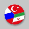 Tre bandiere russia iran turchia