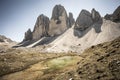 Summer sunset in Tre Cime di Lavaredo in Dolomites area