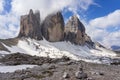 Tre Cime di Lavaredo. Majestic peaks in the Dolomites. Italy