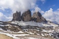 Tre Cime di Lavaredo. Majestic peaks in the Dolomites. Italy