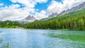 Tre Cime di Lavaredo Mountain. View from Misurina Lake, Dolomites, Italy Royalty Free Stock Photo