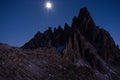 Tre Cime di Lavaredo at night Royalty Free Stock Photo