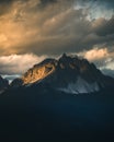 Tre cime di Lavaredo at sunset, Dolomite Alps, Italy Royalty Free Stock Photo