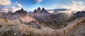 Tre Cime di Lavaredo at sunset, Dolomites, Italy Royalty Free Stock Photo