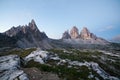 Tre Cime and Monte Paterno at sunrise