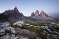 Tre Cime and Monte Paterno at sunrise