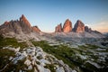 Tre Cime and Monte Paterno at sunset