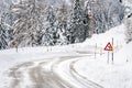 Treacherous Driving Conditions in the Mountains in Winter