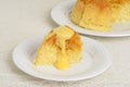 Treacle pudding and custard on a plate Royalty Free Stock Photo