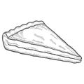 Treacle tart british or england and dessert snack isolated doodle hand drawn sketch with outline style