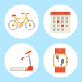 Treadmill and Bicycle Set Vector Illustration