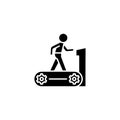 Treadmill black icon concept. Treadmill flat vector symbol, sign, illustration. Royalty Free Stock Photo