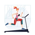 Treadmill cardio workout of sporty running woman, girl training on gym equipment Royalty Free Stock Photo