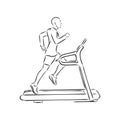 Sports trainer ,treadmill, vector sketch illustration. Treadmill doodle style sketch illustration hand drawn vector Royalty Free Stock Photo