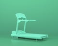 Treadmill gym equipments, in monochrome green color background,3d Rendering