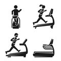 Treadmill icon set, simple style