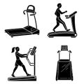 Treadmill icons set, simple style
