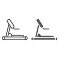 Treadmill line and glyph icon, sport and workout, equipment sign, vector graphics, a linear pattern on a white