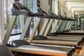 Treadmill machines in gym Royalty Free Stock Photo