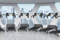 Treadmills in Interior of Modern Gym Room Fitness Center with Bi